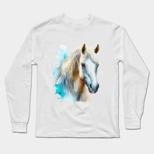 Horse Head Art, Watercolor Painting Long Sleeve T-Shirt